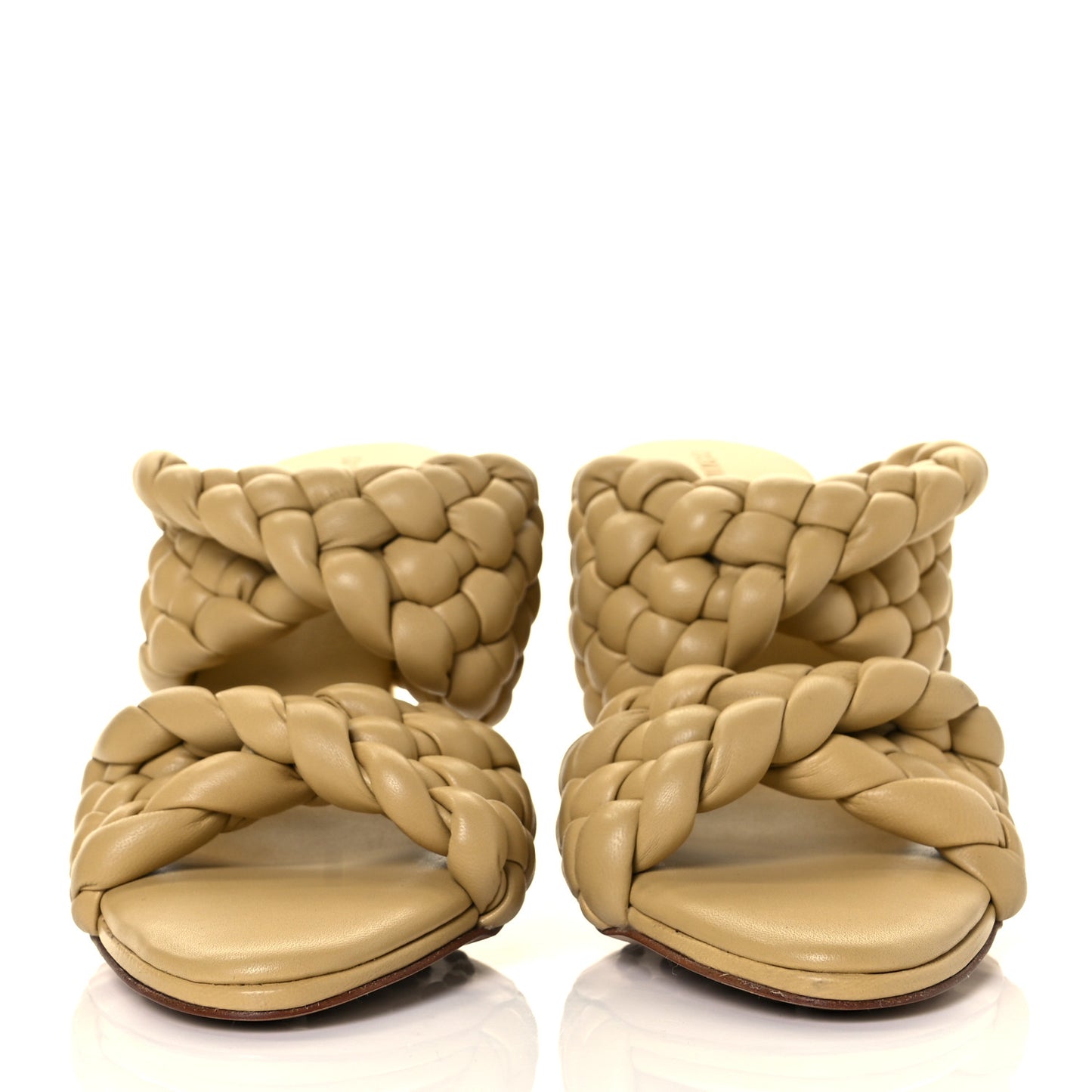 Nappa Twisted Padded Intrecciato Curve Slide Sandals 36.5 Tapioca