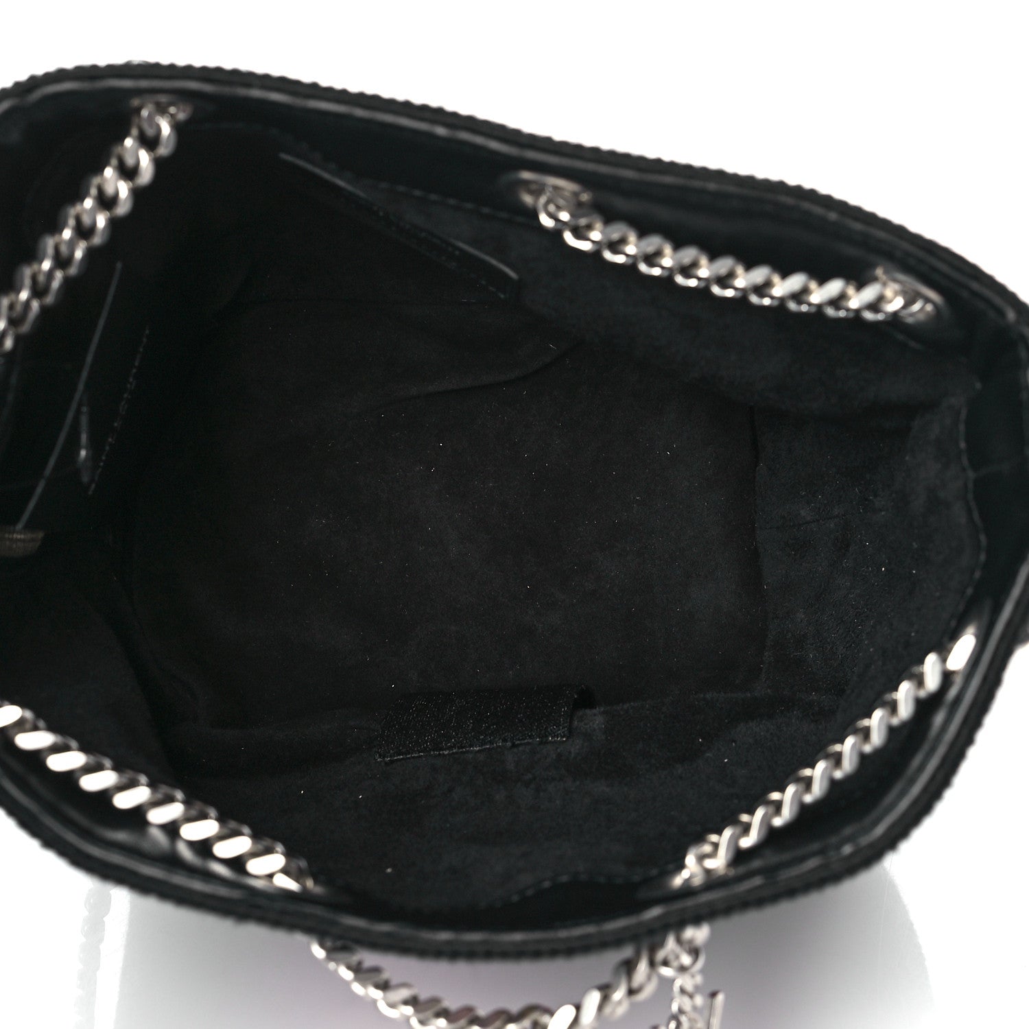 Saint Laurent Woven Wool Embroidered Baby Emmanuelle Bucket Bag Black 4 of 9