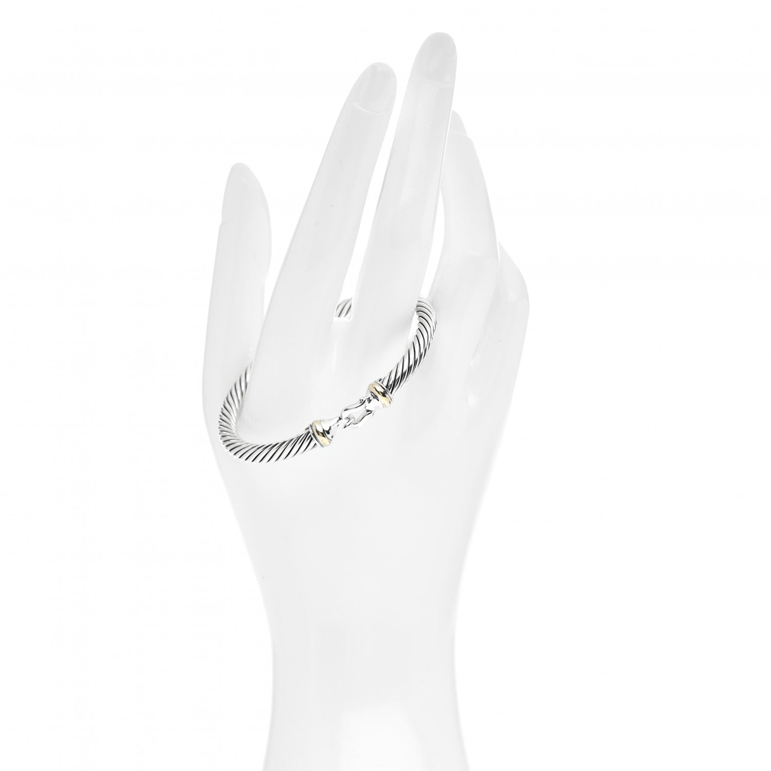 David Yurman Sterling Silver 18K Yellow Gold 5mm Cable Classic Buckle Bracelet 2 of 4