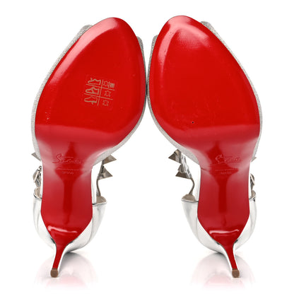 Christian Louboutin Glitter Calfskin Planisfemme 120 Peep Toe Sandals 39.5 Silver 5 of 13