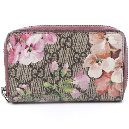 Gucci GG Supreme Monogram Blooms Zip Around Card Case Wallet Beige Multicolor Dry Rose 6 of 9