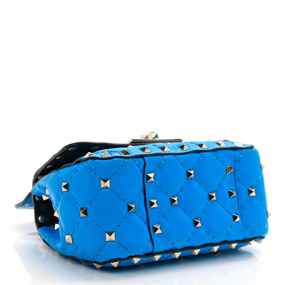 Valentino Garavani Calfskin Micro Rockstud Spike Shoulder Bag Blue Fluo 3 of 7