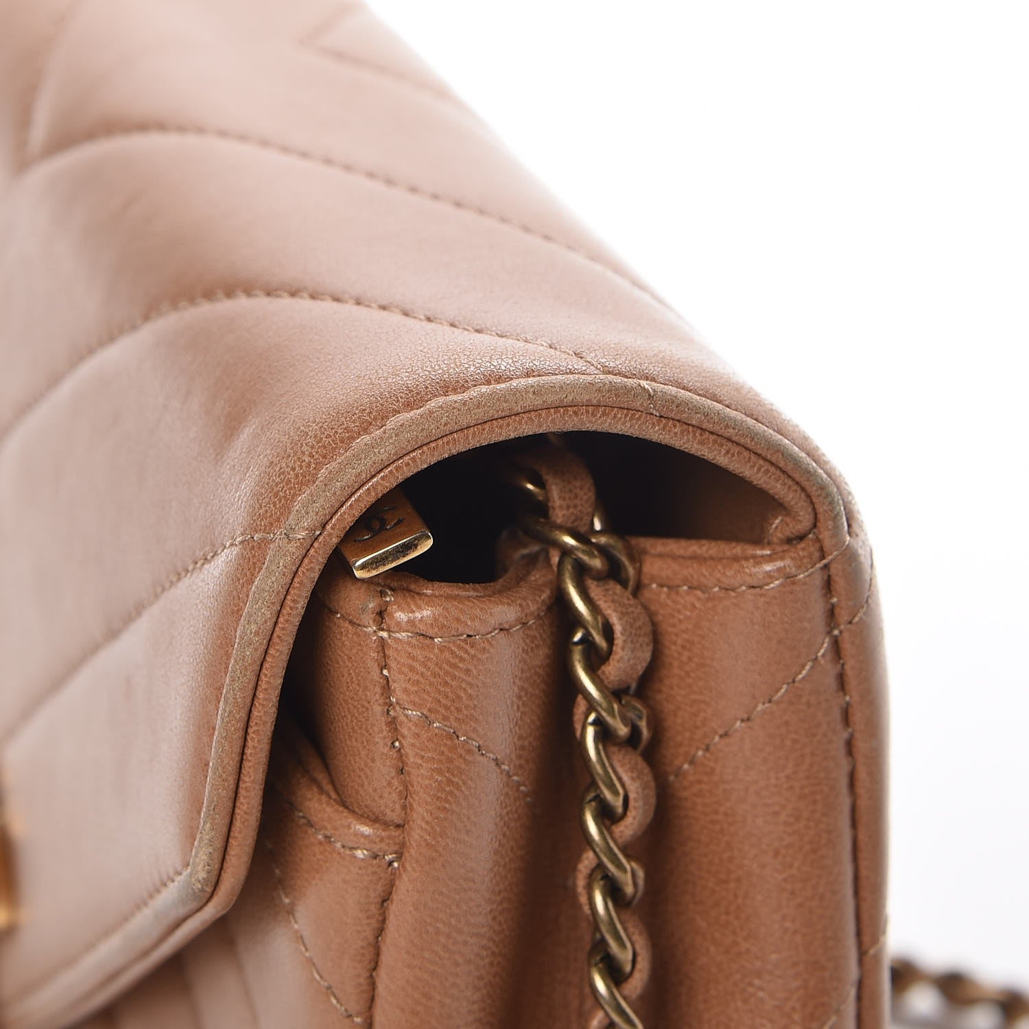 Chanel Lambskin Chevron Mini Coco Envelope Flap Beige 14 of 16