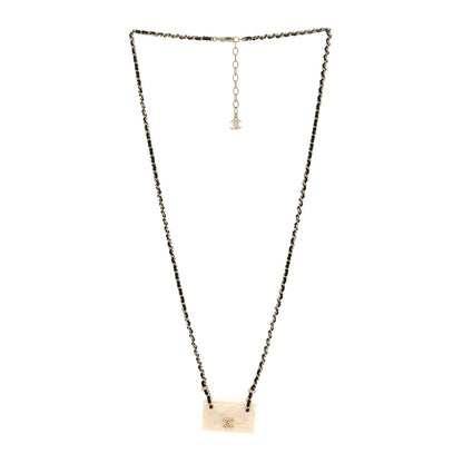 Chanel Metal Resin Calfskin Quilted CC Turnlock Chain Bag Necklace Gold White 3 of 5
