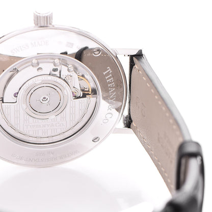 Tiffany Sterling Silver Calfskin 39mm Atlas Automatic Watch 7 of 13