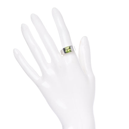 Cartier 18K White Gold Peridot 8mm Tank Ring 54 6.75 2 of 6