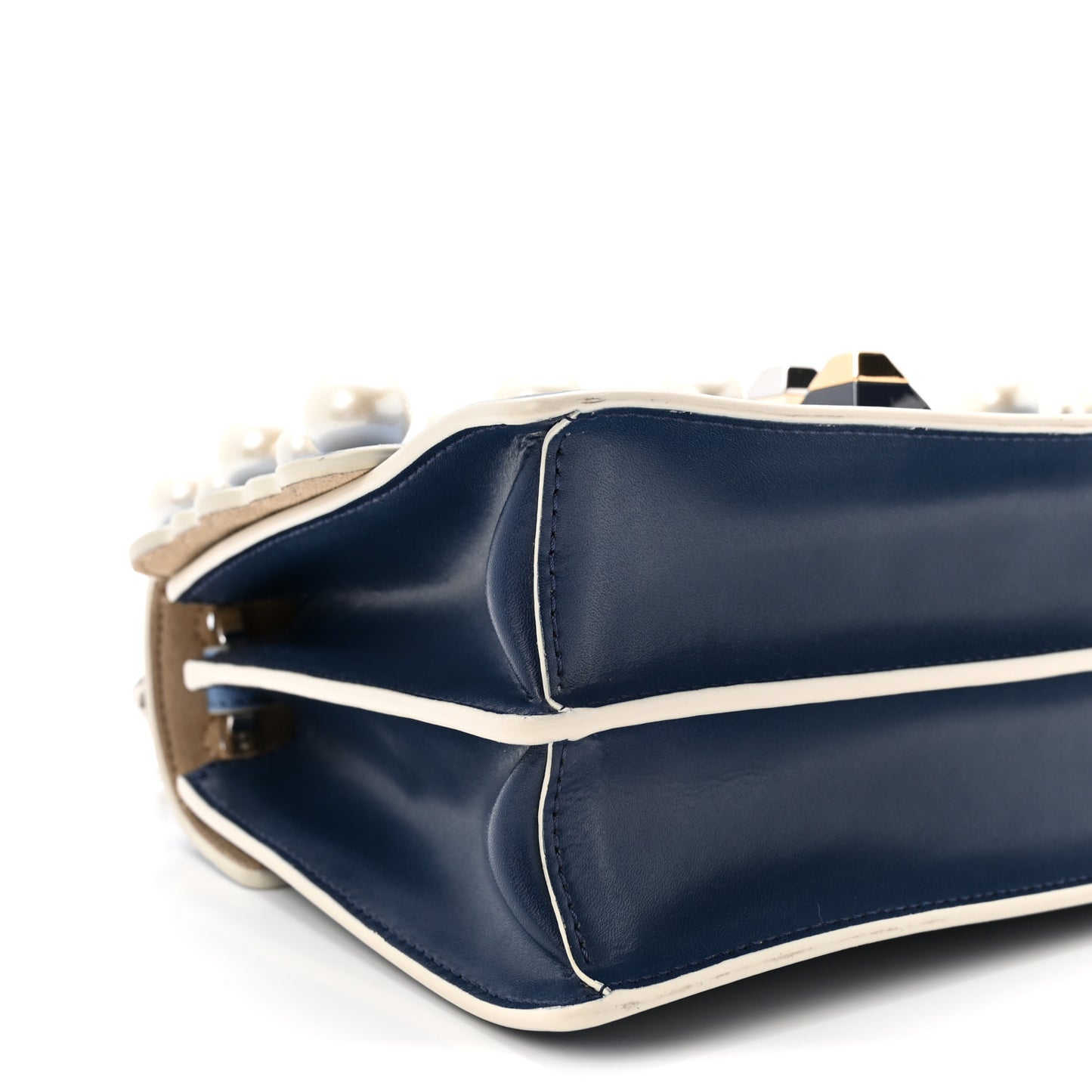 Vitello Liberty Pearl Scalloped Small Kan I Shoulder Bag Nebula Blu Scuro