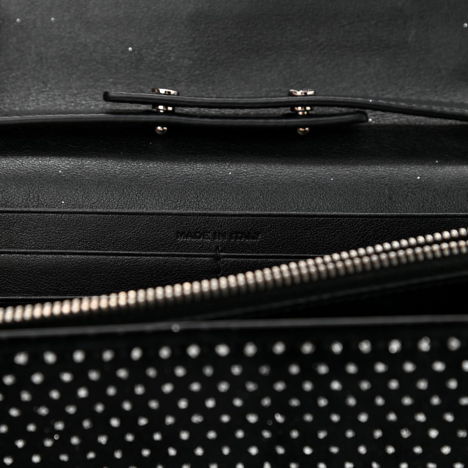 Saint Laurent Velvet Crystal Monogram Chain Wallet Black 7 of 10