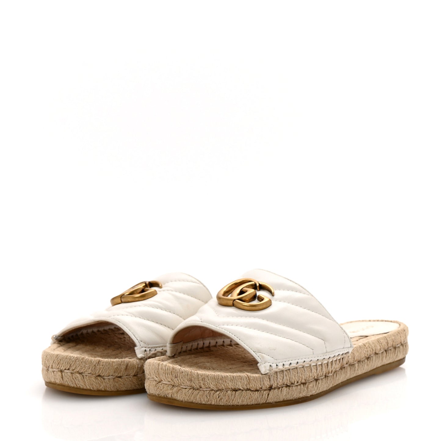 Nappa Matelasse GG Marmont Espadrille Slide Sandals 36.5 Great White