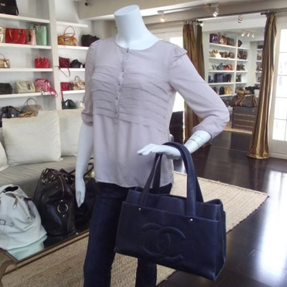Chanel Caviar Executive Cerf Shopper Tote Navy 2 of 12