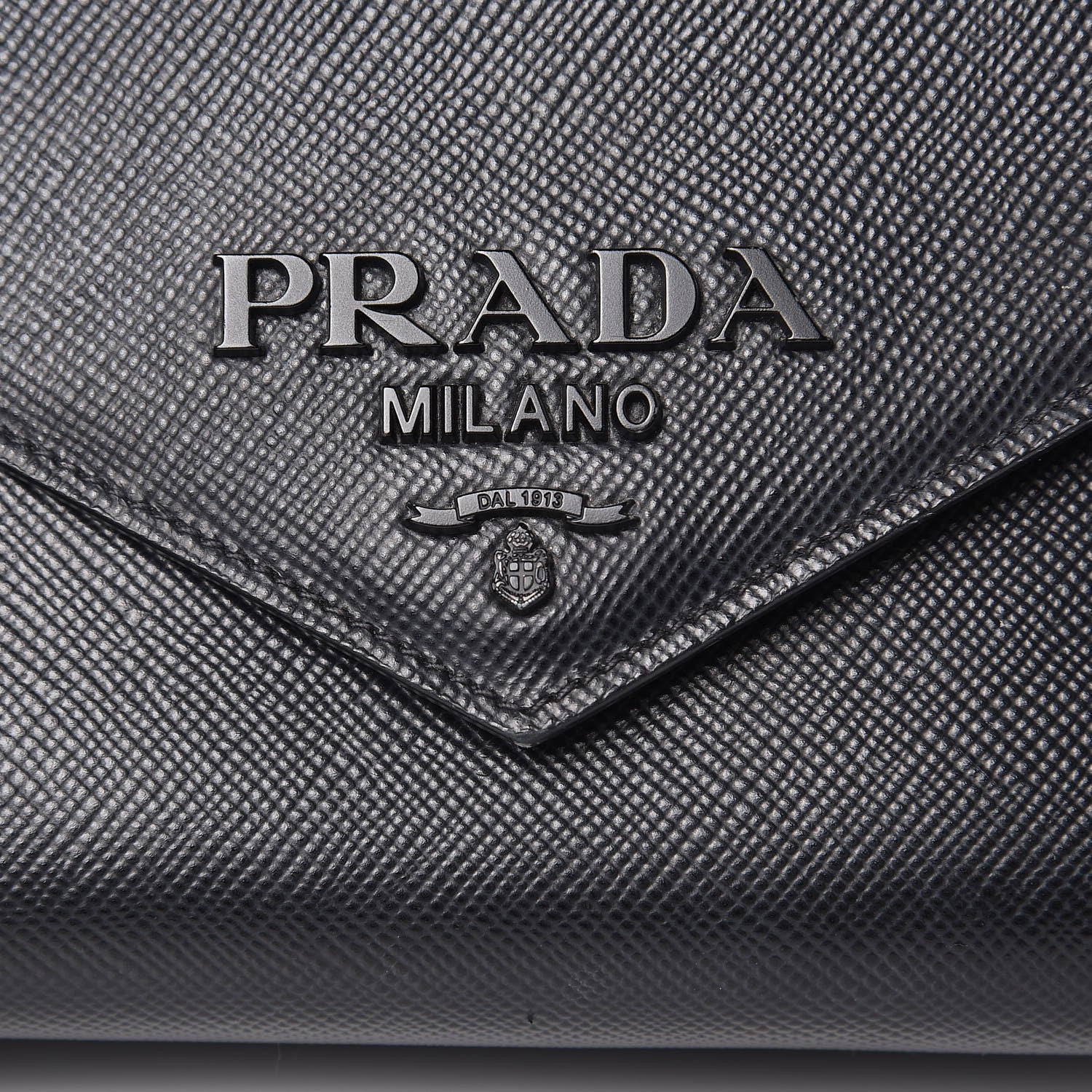 Prada Saffiano Cuir Calfskin Monochrome Envelope Flap Chain Shoulder Bag Black 11 of 18