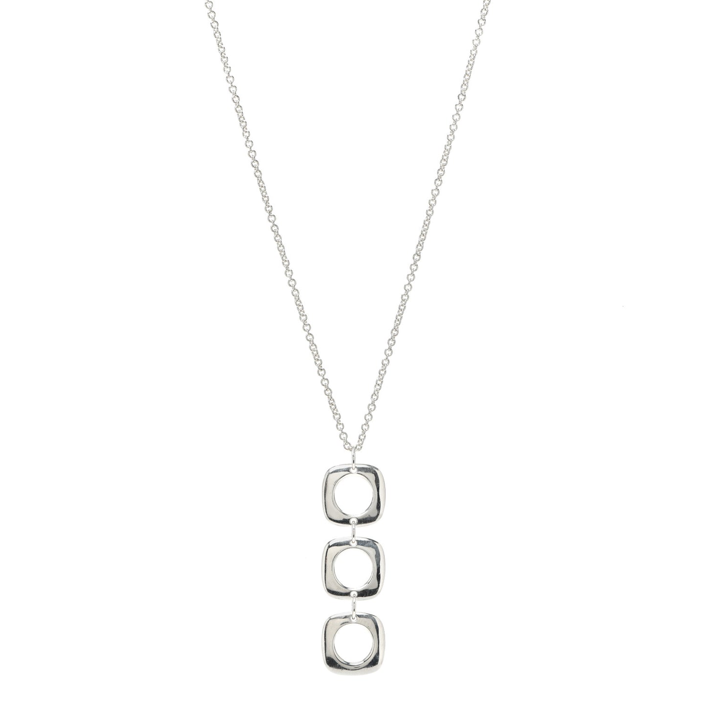 Sterling Silver Cushion Square Link Pendant Necklace