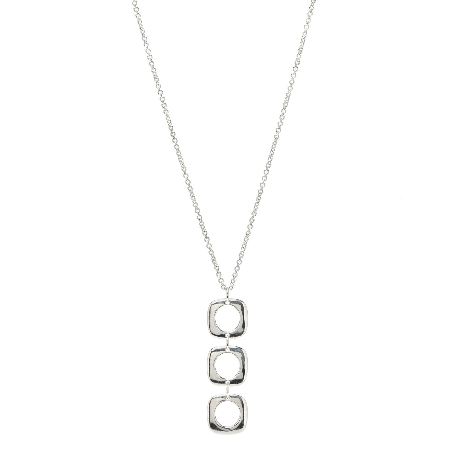 Tiffany Sterling Silver Cushion Square Link Pendant Necklace 1 of 5