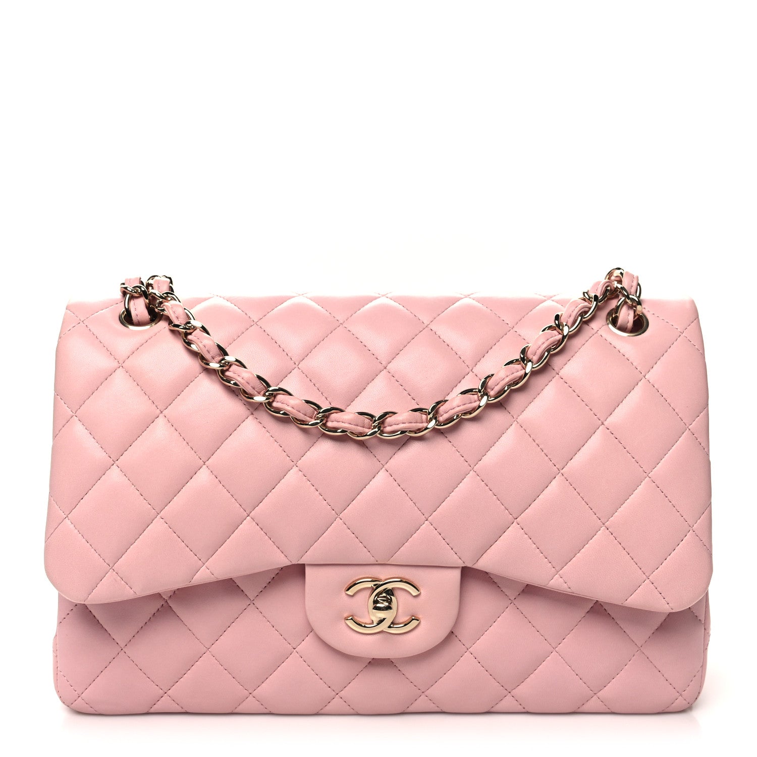 Chanel Lambskin Quilted Jumbo Double Flap Light Pink 1 of 11