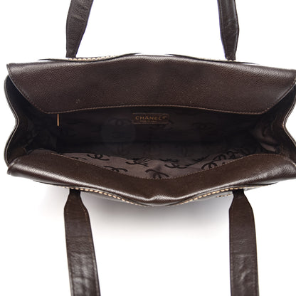 Chanel Caviar CC Stitched Medium Tote Brown 5 of 17