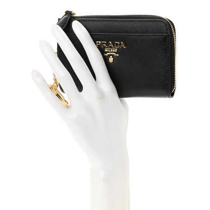 Prada Saffiano Metal Zip Around Keychain Black 2 of 6