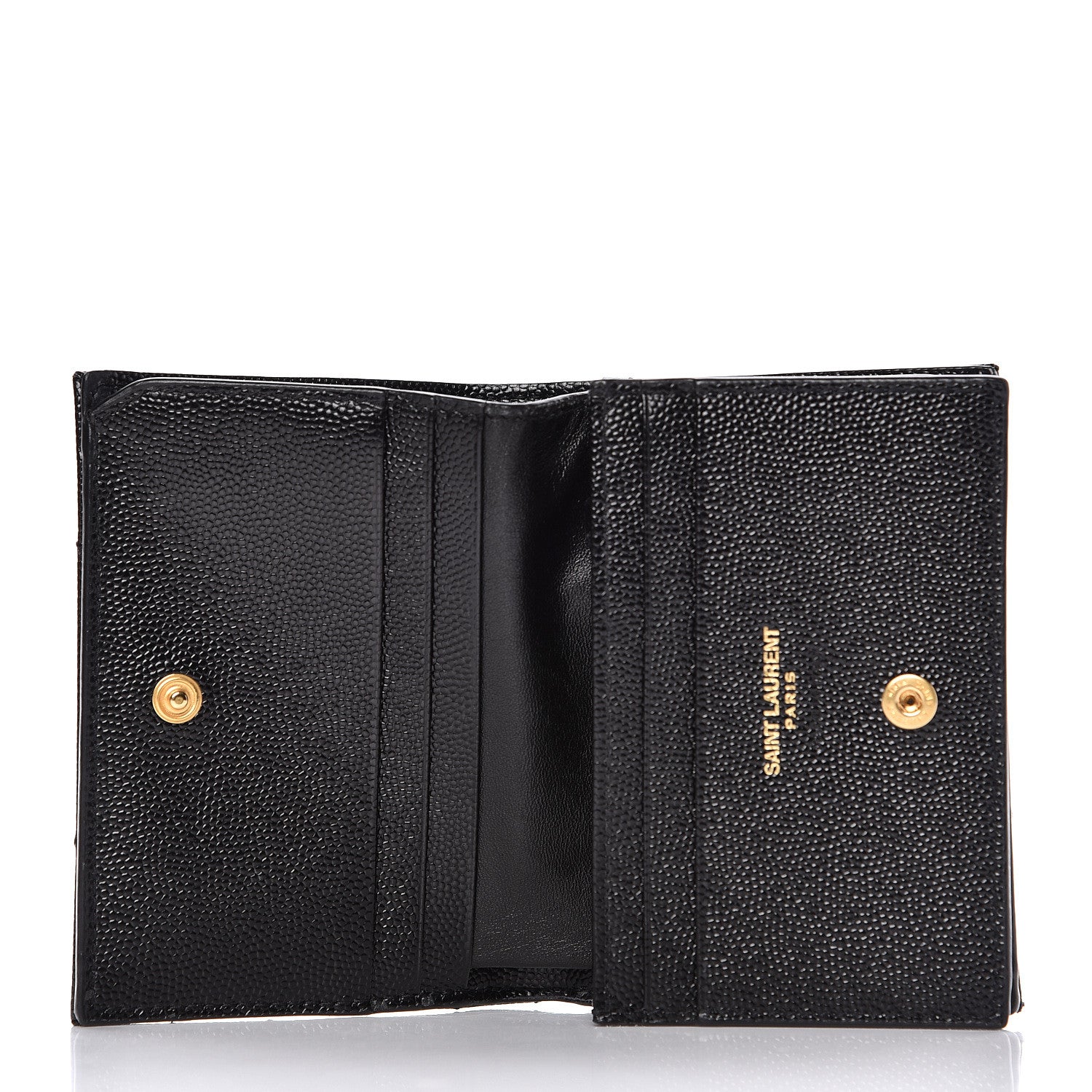 Saint Laurent Grain De Poudre Matelasse Chevron Monogram Card Case Black 5 of 10