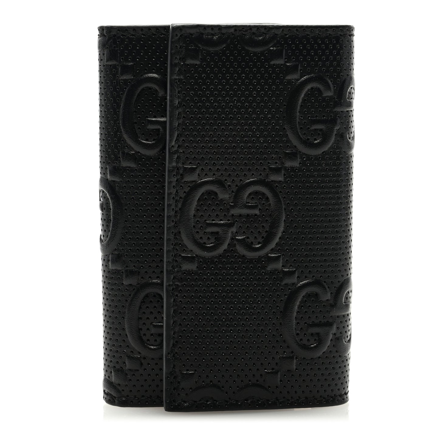 Calfskin GG Tennis Embossed 6 Key Holder Case Black
