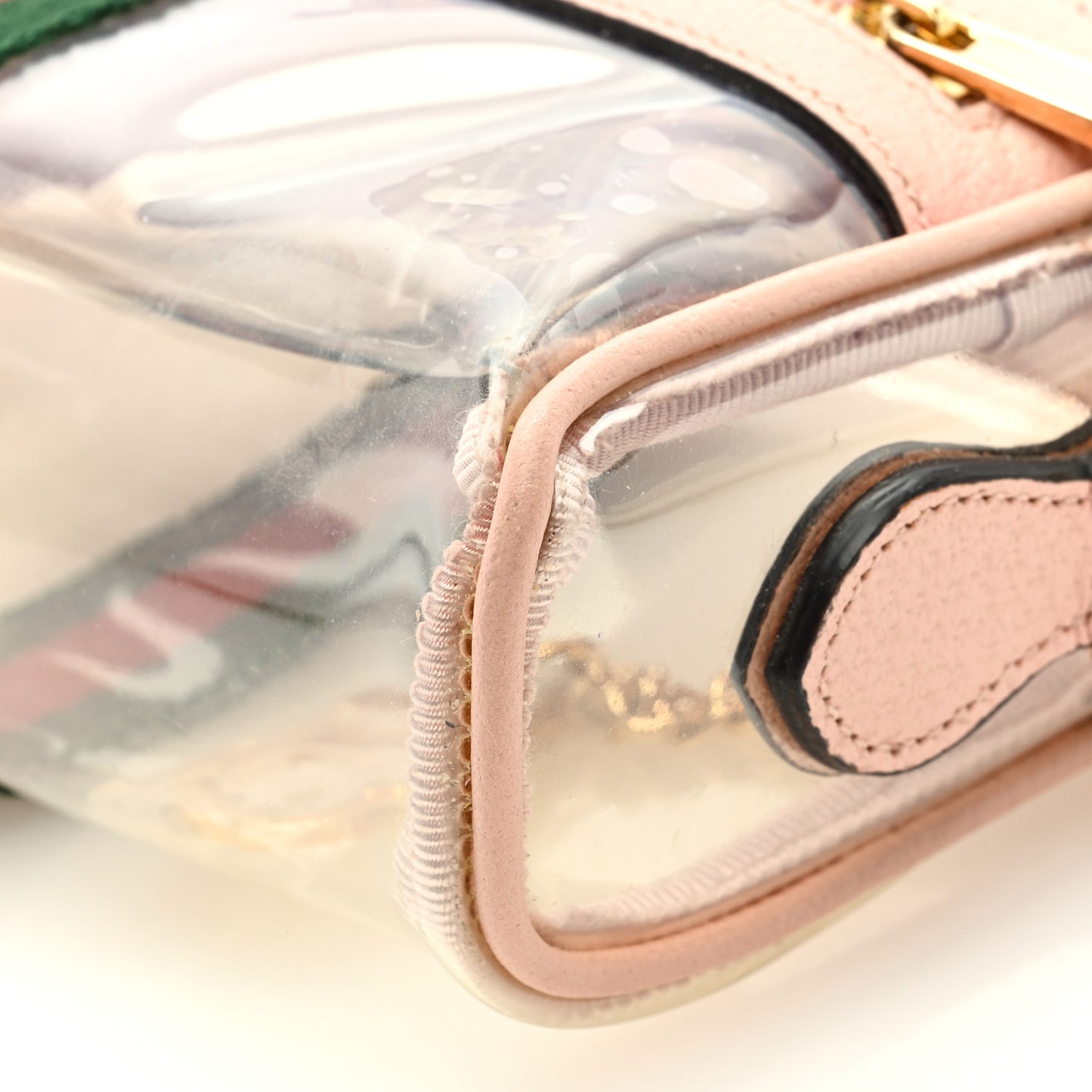 Vinyl Web Mini Ophidia Transparent Shoulder Bag Perfect Pink