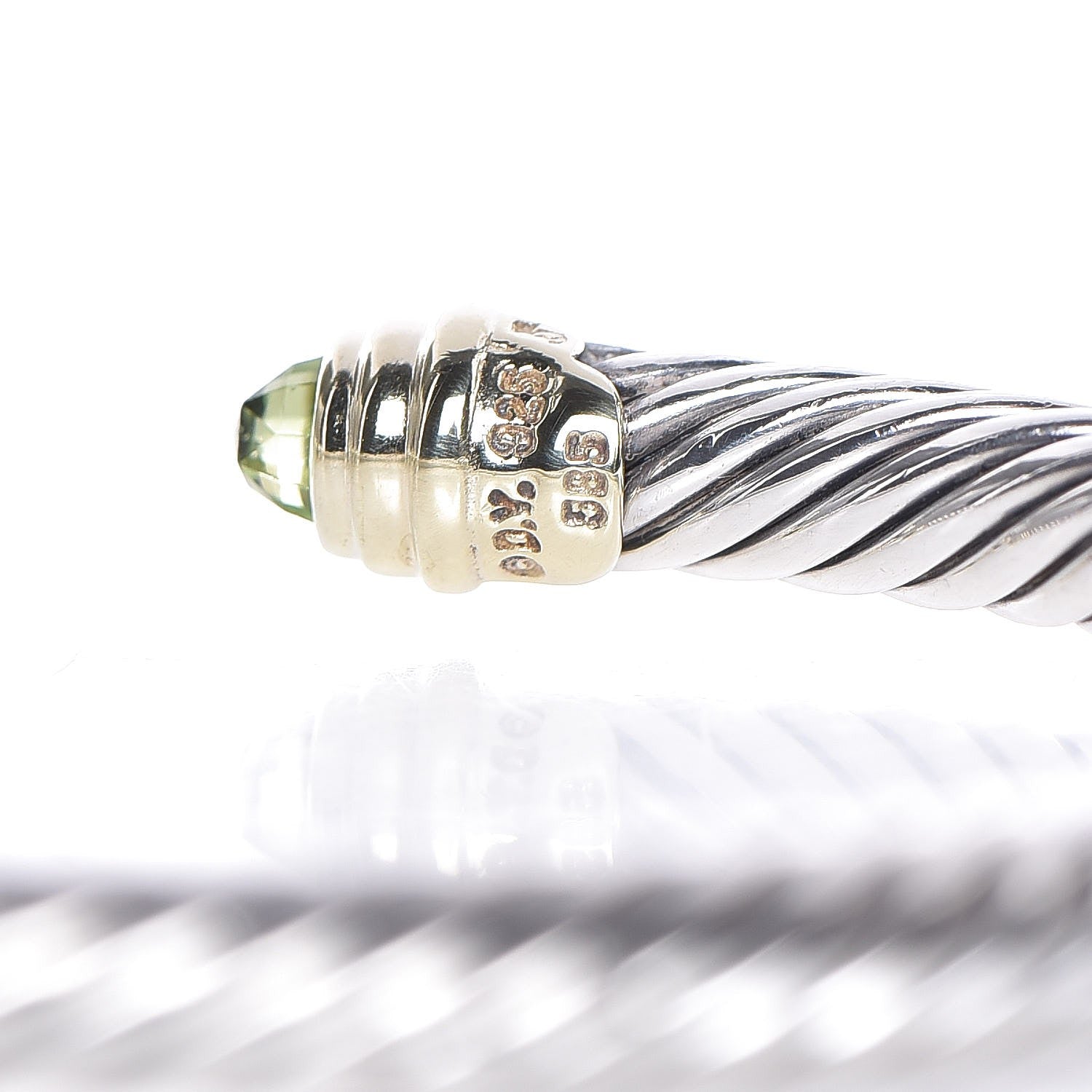 David Yurman Sterling Silver 14K Yellow Gold Peridot 5mm Cable Classics Petite Color Bracelet 5 of 5