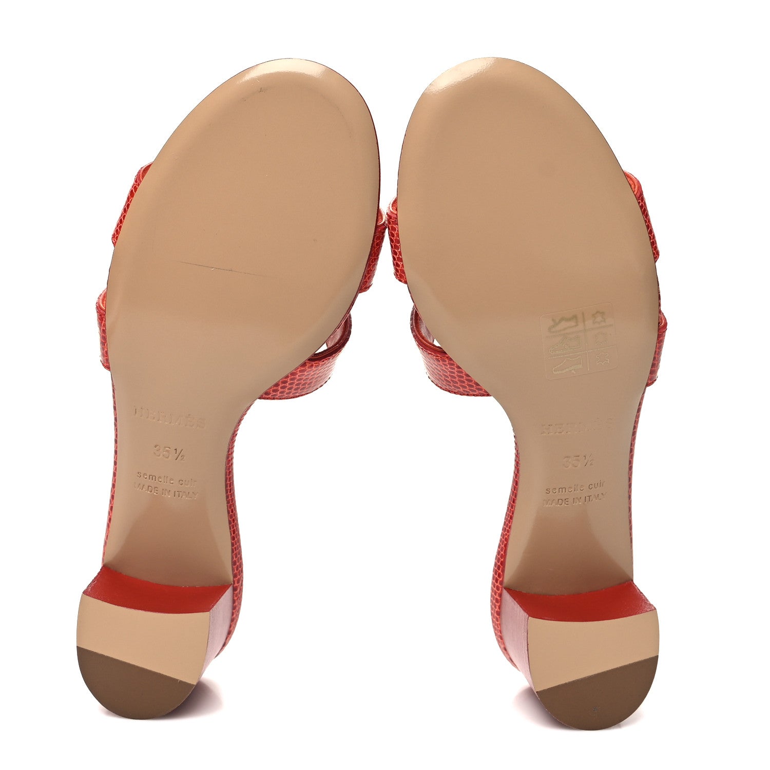 Hermes Lizard Oasis Sandals 35.5 Rouge Coccinelle 5 of 8