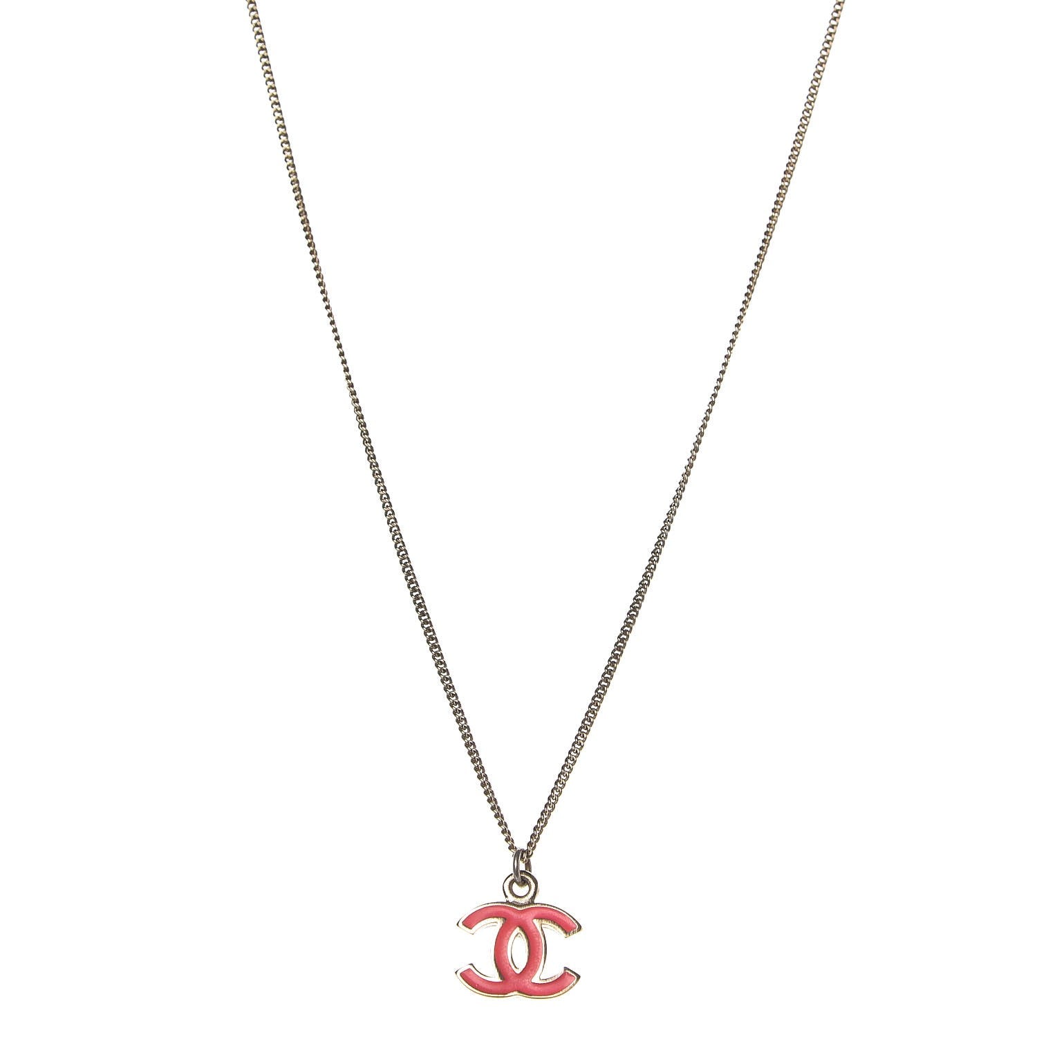 Chanel Resin CC Necklace Coral 1 of 4
