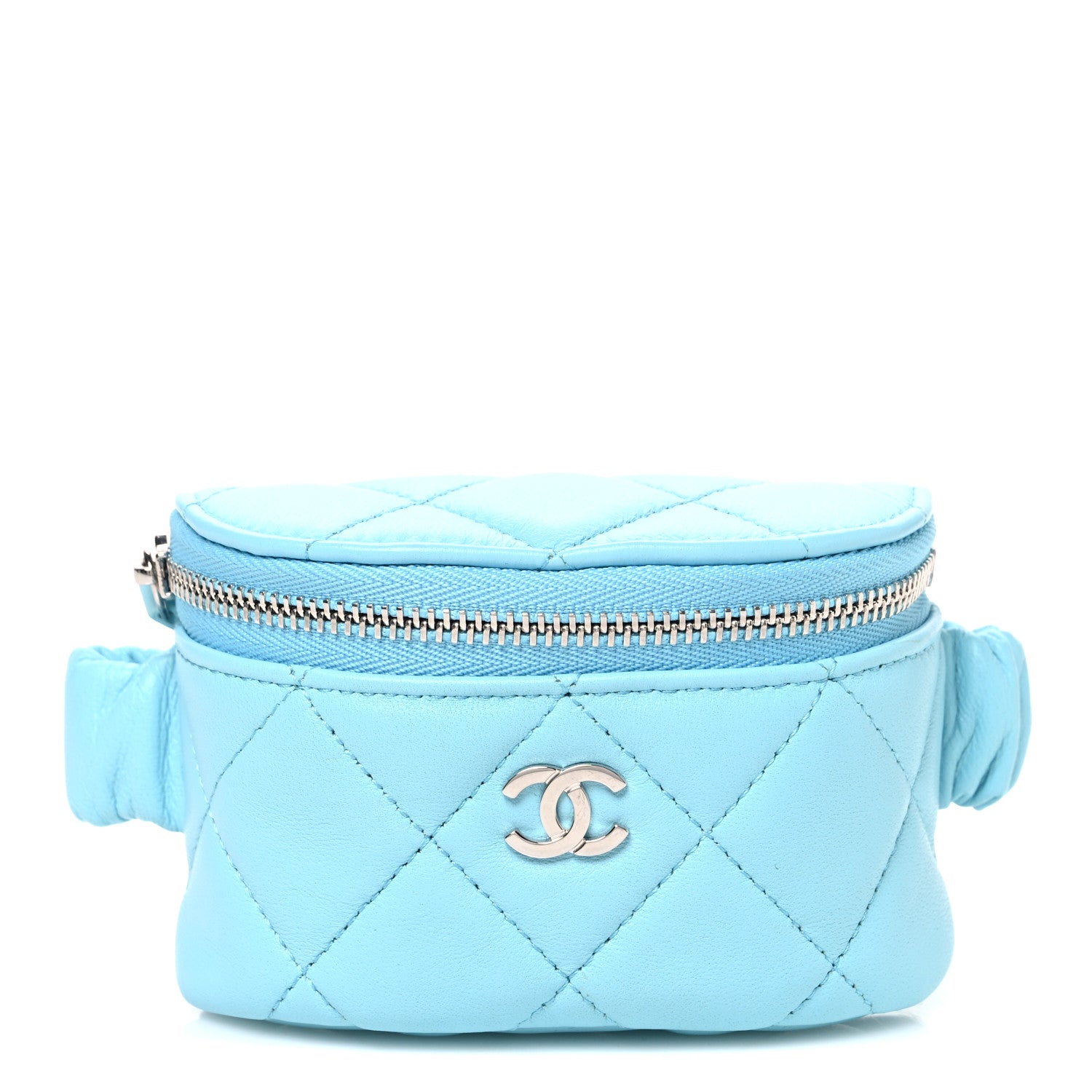 Chanel Lambskin Quilted Arm Coin Purse Neon Blue 1 of 7