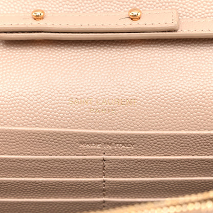 Saint Laurent Grain De Poudre Matelasse Chevron Monogram Chain Wallet Dark Beige 6 of 11