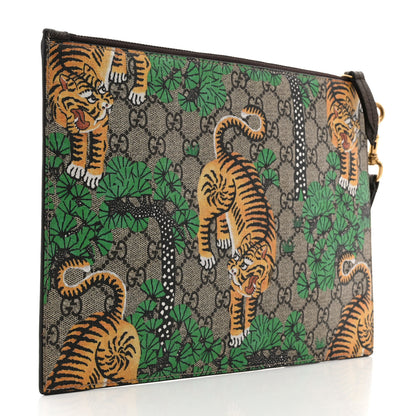 Gucci GG Supreme Monogram Bengal Zip Wristlet Pouch Beige Yard 3 of 7