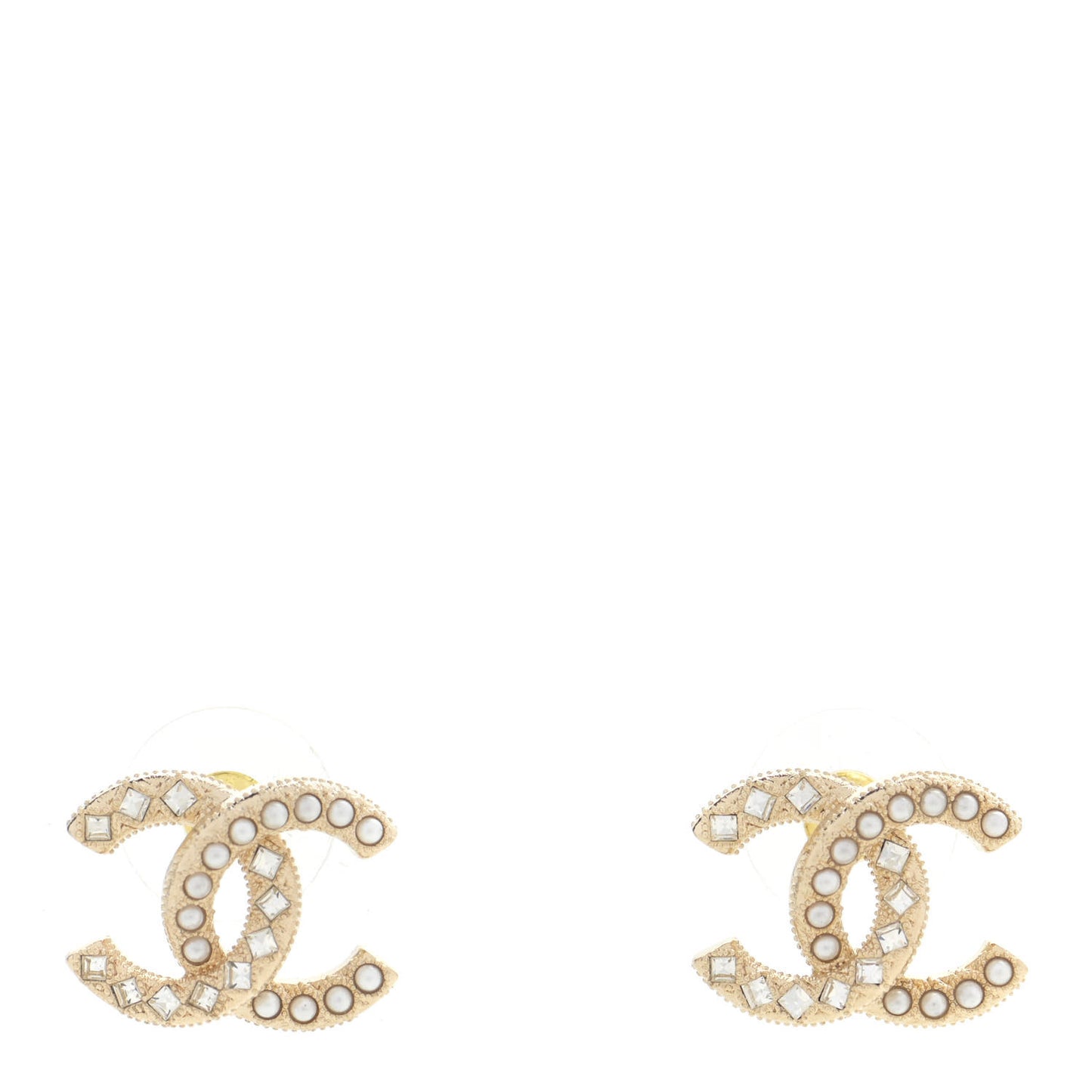 Enamel Crystal CC Earrings Gold Pink