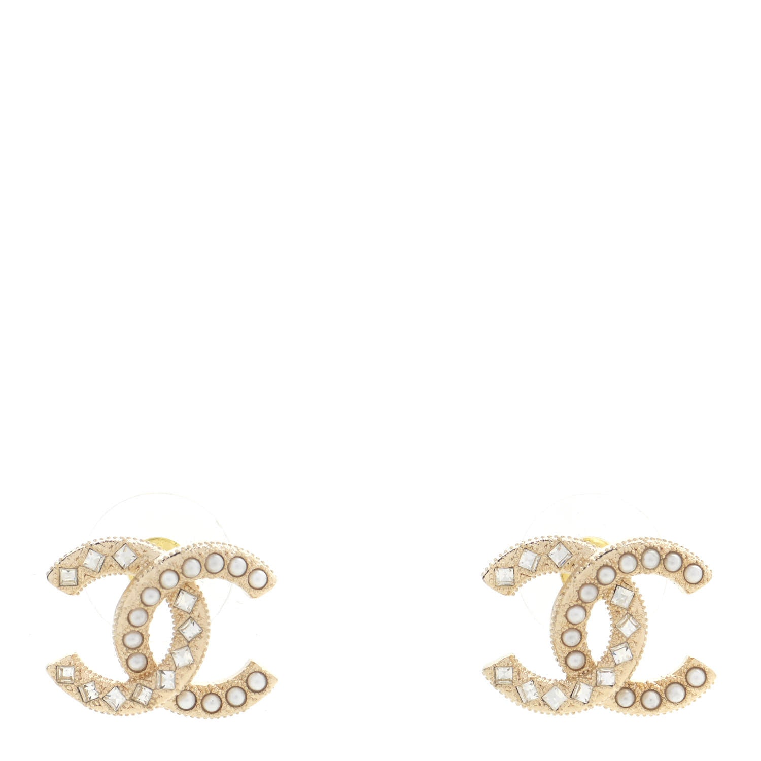 Chanel Enamel Crystal CC Earrings Gold Pink 2 of 15