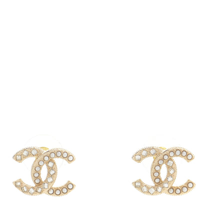 Chanel Enamel Crystal CC Earrings Gold Pink 2 of 15