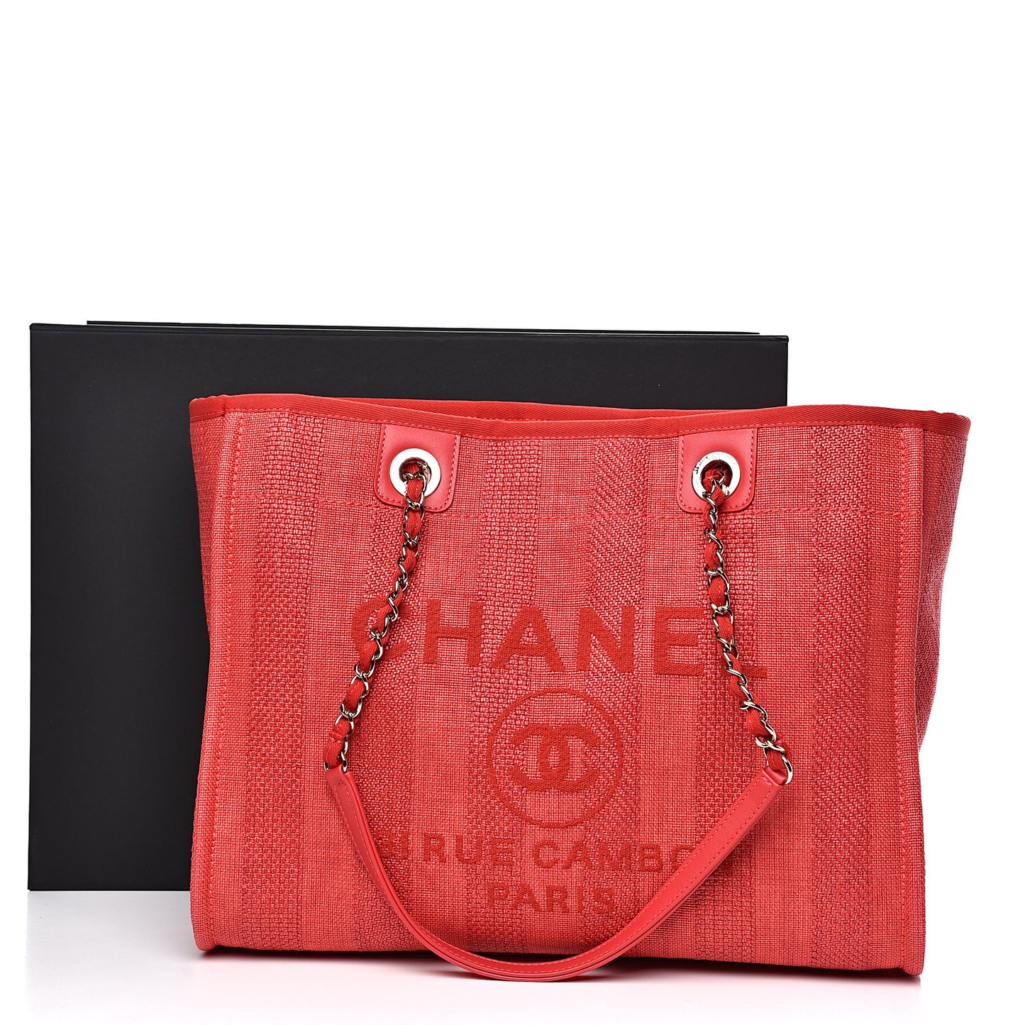 Mixed Fibers Striped Small Deauville Tote Red
