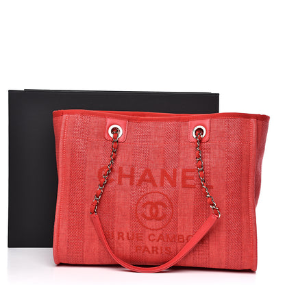 Chanel Mixed Fibers Striped Small Deauville Tote Red 11 of 11