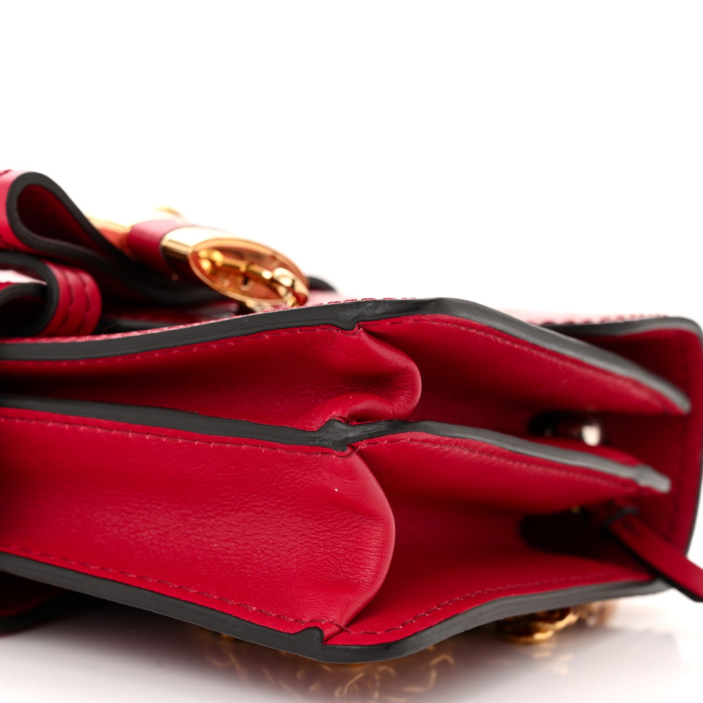 Calfskin Crocodile Embossed Aby Chain Shoulder Bag Brick Red