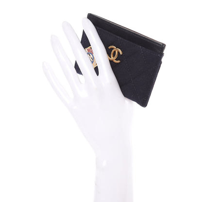 Chanel Felt Quilted Coco Mademoiselle CC Card Holder Navy 2 of 10