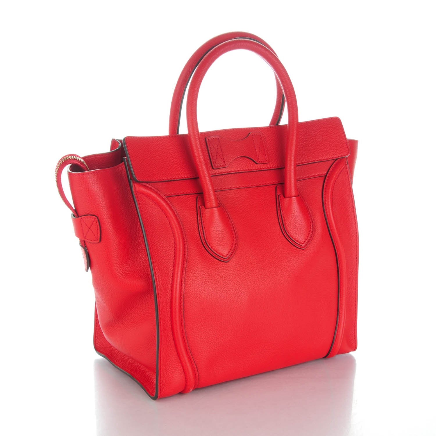 Celine Drummed Calfskin Mini Luggage Coquelicot 3 of 8