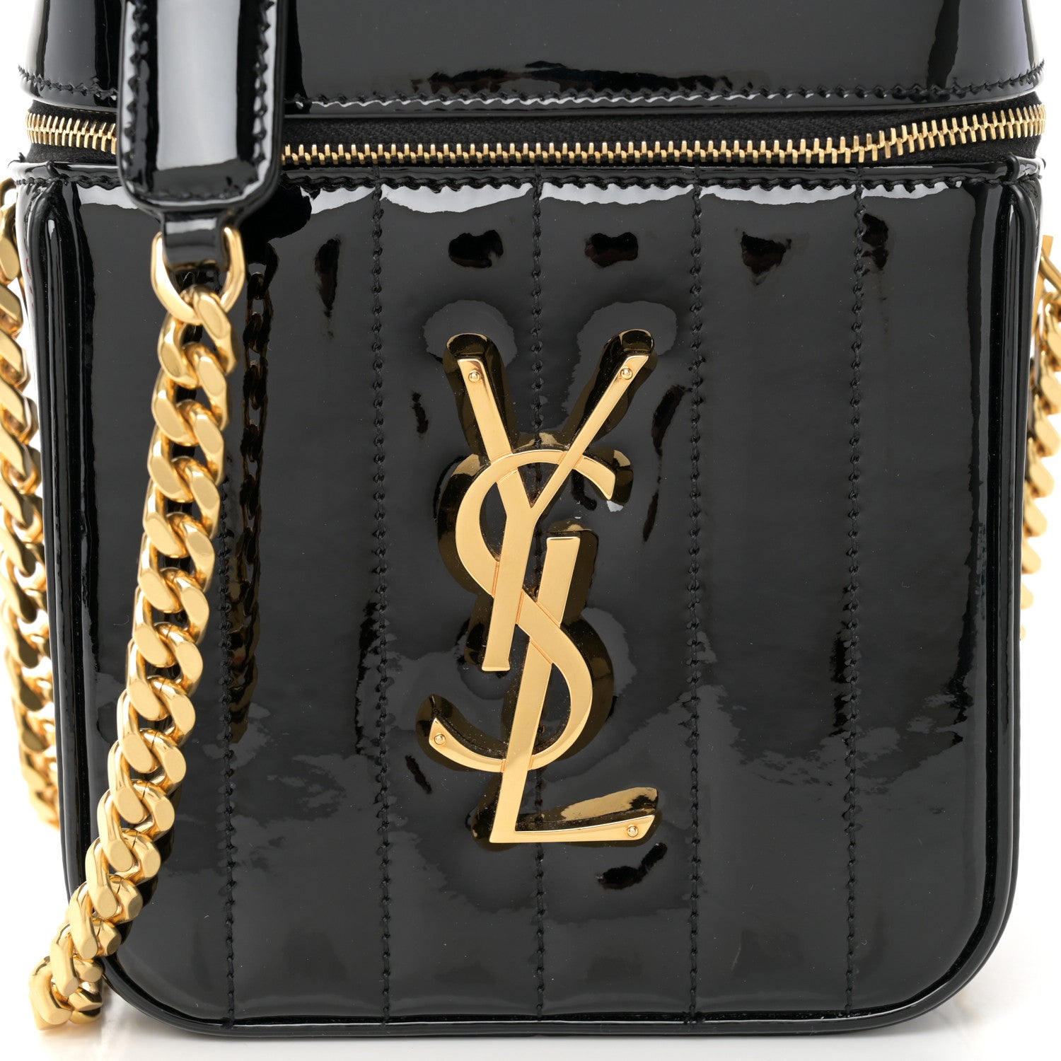 Saint Laurent Patent Matelasse Monogram Vicky Vanity Black 8 of 10
