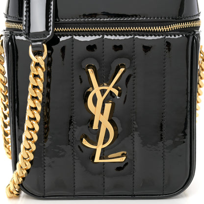 Saint Laurent Patent Matelasse Monogram Vicky Vanity Black 8 of 10
