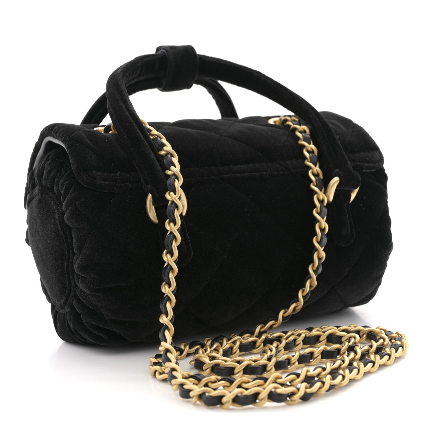 Chanel Velvet Quilted Mini Top Handle Flap Black 3 of 10