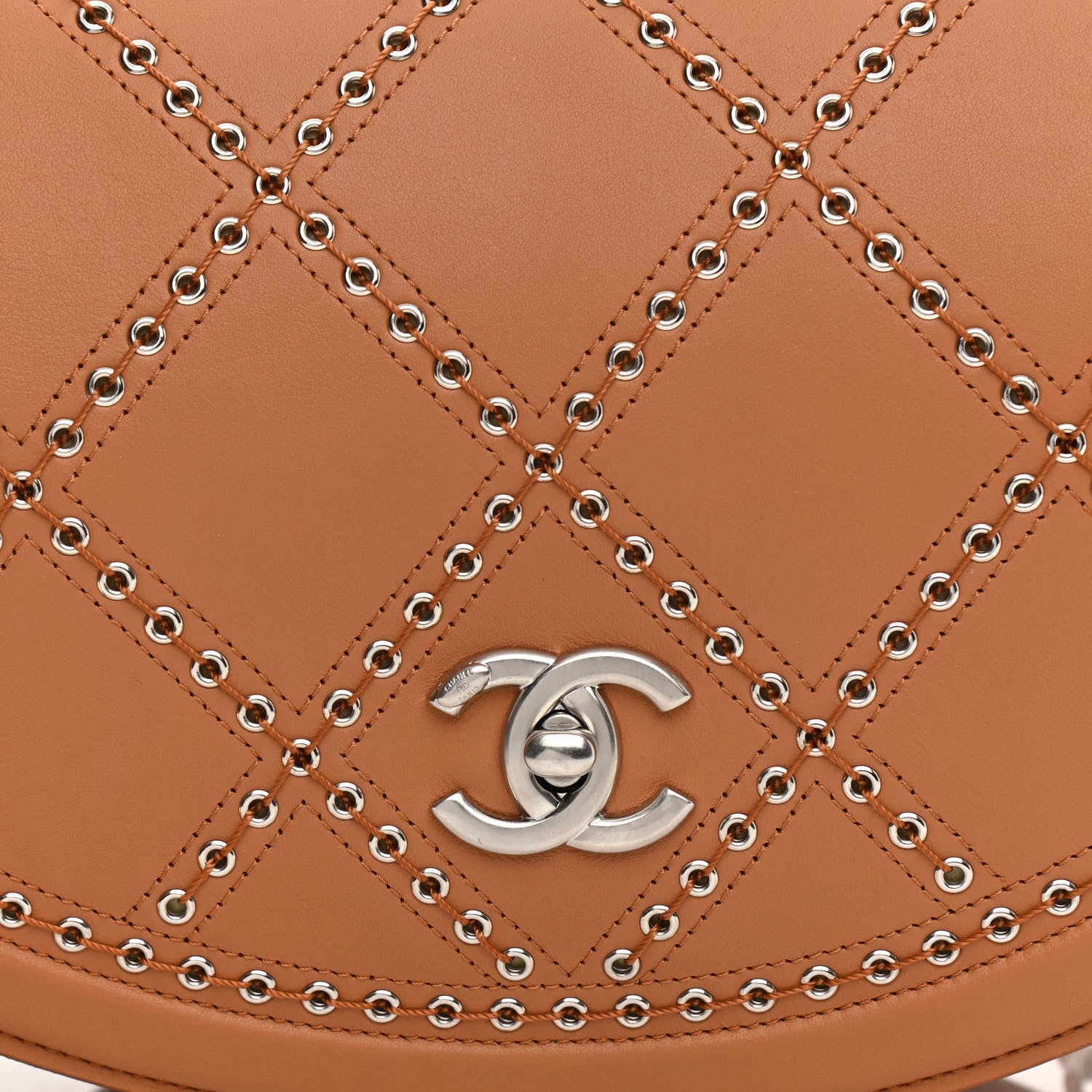 Chanel Calfskin Coco Eyelets Small Flap Bag Camel 8 of 10