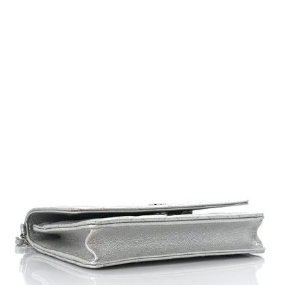 Chanel Metallic Caviar Quilted Wallet on Chain WOC Silver 3 of 11