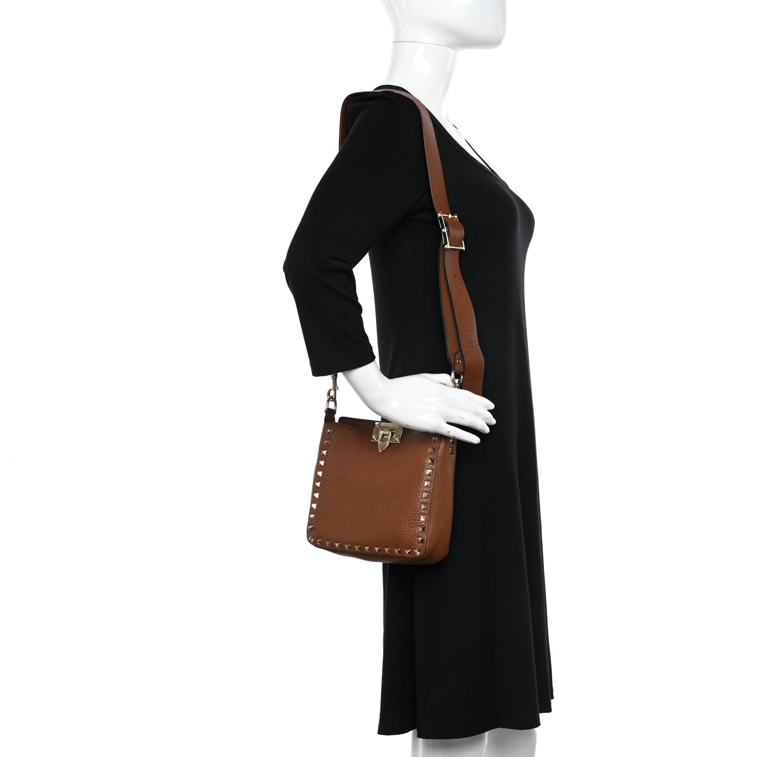 Valentino Garavani Pebbled Calfskin Mini Rockstud Flip-Lock Messenger Bag Light Cuir 2 of 11