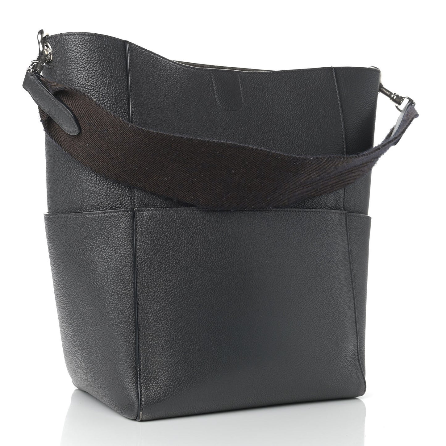 Soft Grained Calfskin Sangle Bucket Bag Anthracite