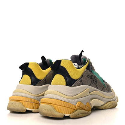 Balenciaga X GUCCI Maxi GG Supreme Monogram Mens Triple S Sneakers 8 Beige Ebony Black Green 4 of 9