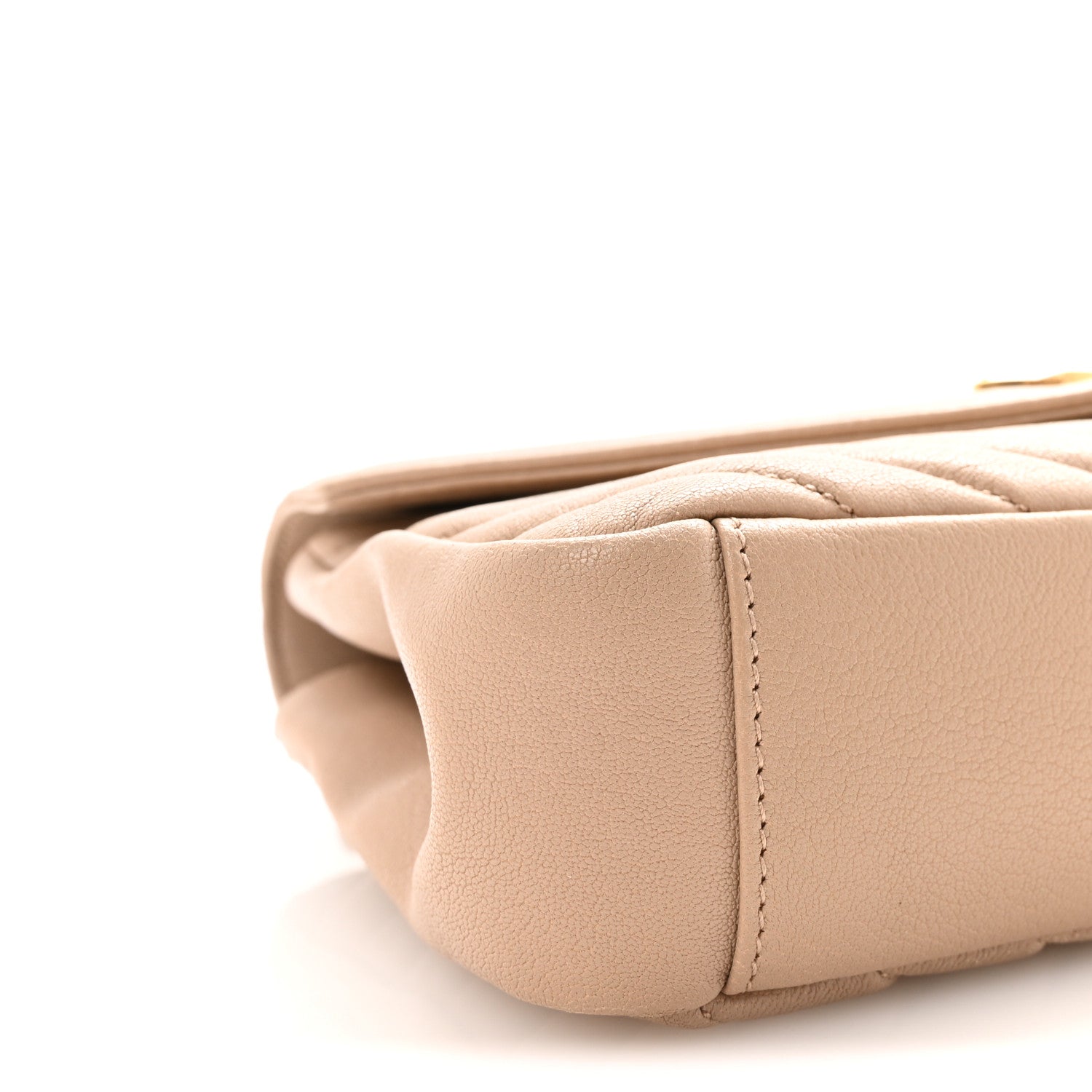 Saint Laurent Sheepskin Matelasse Chevron Monogram Medium College Bag Dark Beige 7 of 8