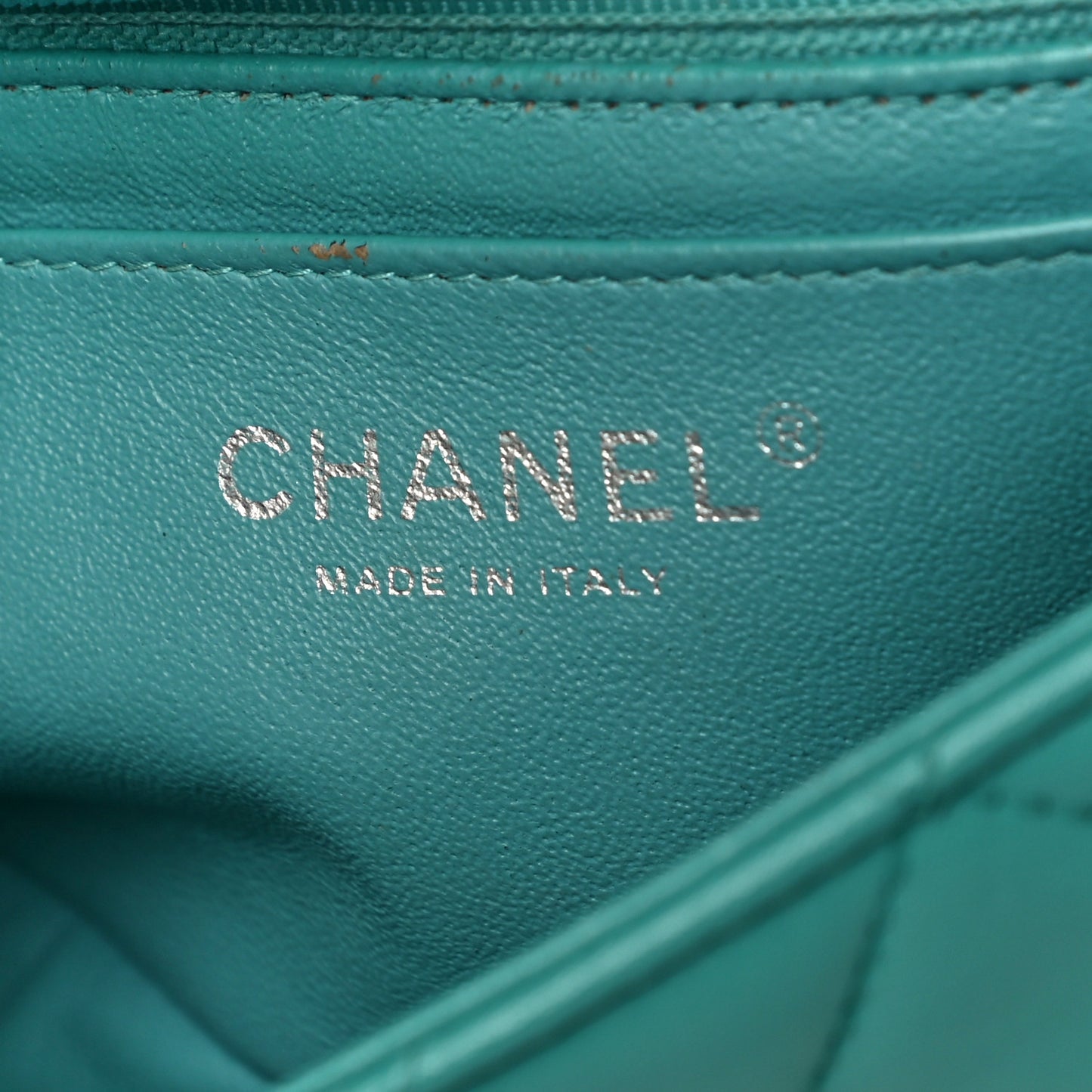 Lambskin Quilted Mini Rectangular Flap Turquoise