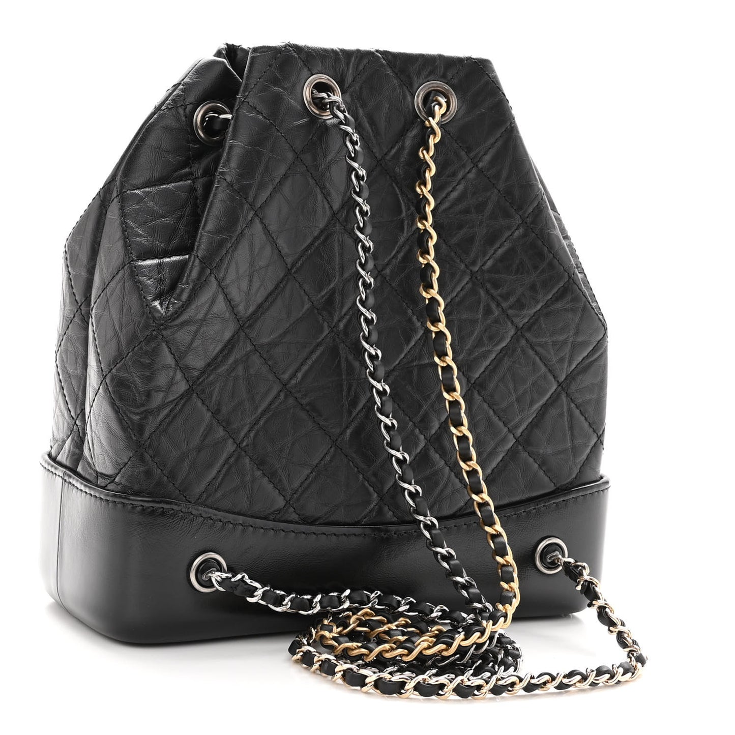 Aged Calfskin Quilted Small Gabrielle Backpack Black