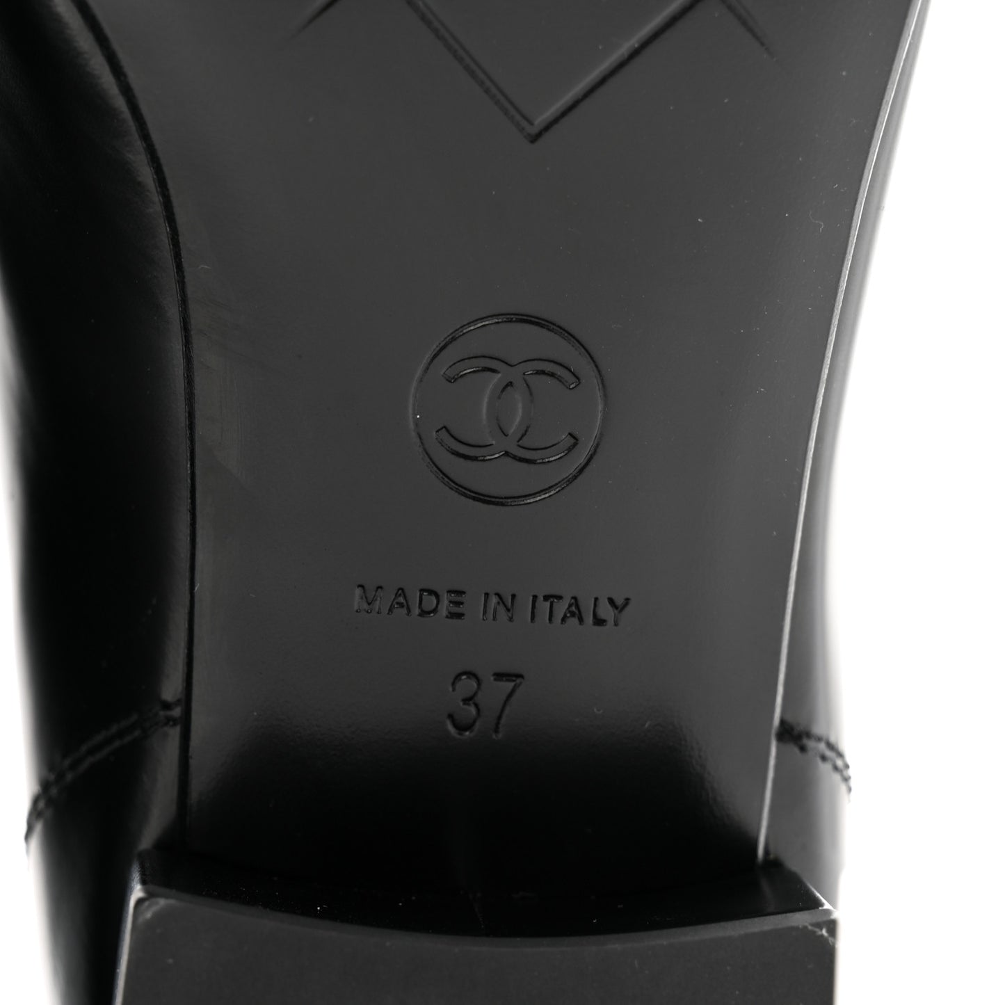 Shiny Calfskin Logo Loafers 37 Black