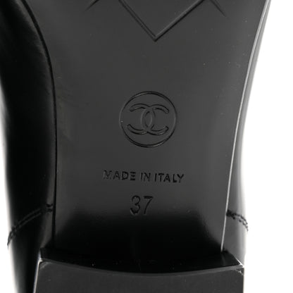 Chanel Shiny Calfskin Logo Loafers 37 Black 7 of 13
